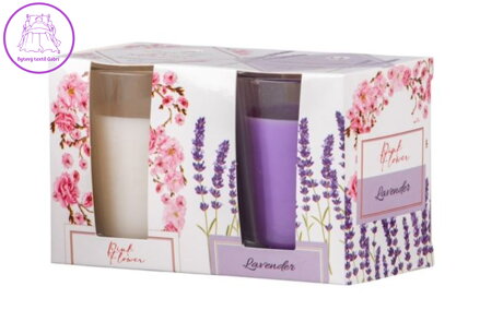 Emocio vonná svíčka ve skle Pink Flower & Lavender 2 ks v krabičce 52x65mm ( 42473 )