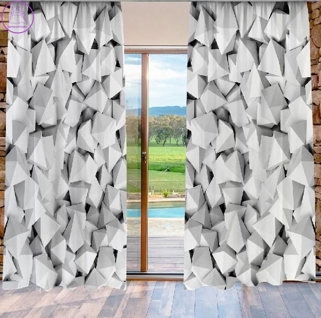 Zatemňovací závěsy tištěné black out 2x140x250cm - Octahedron