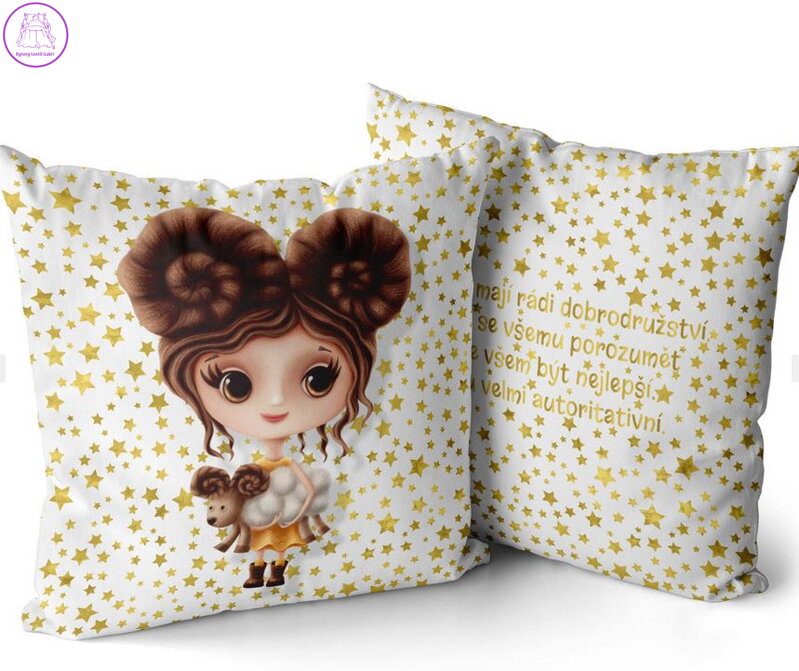 Polštářek se znamením zvěrokruhu 40x40cm pro děti – Beran (21.3. - 20.4.)