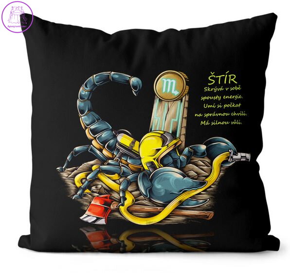 Polštář s potiskem hasičské znamení - Štír