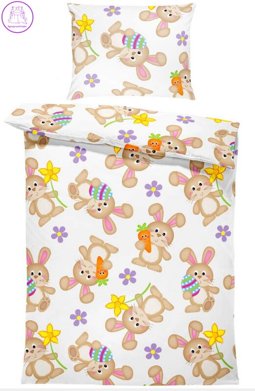 Povlečení z moderního materiálu Interlock fototisk 3D efekt - Veselí králíčci