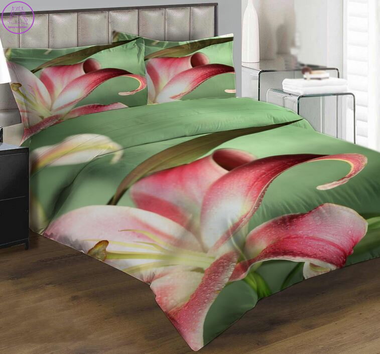 Povlečení z moderního materiálu Interlock fototisk 3D efekt - orosený květ