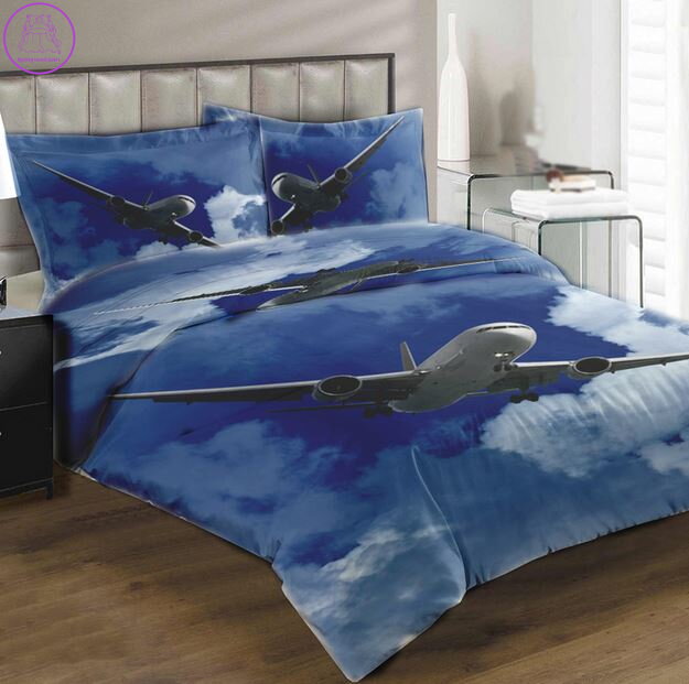 Povlečení z moderního materiálu Interlock fototisk 3D efekt - Letadlo