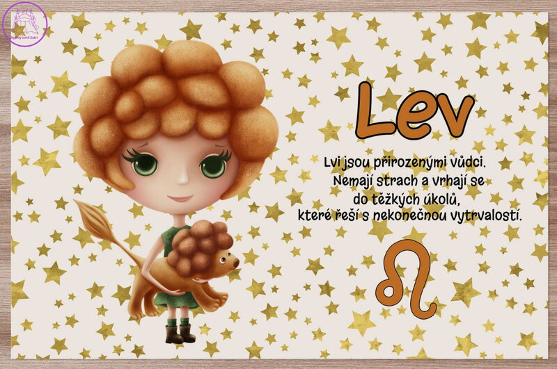  Prostírání na stůl dětské - Znamení pro děti Lev (23.7. - 22.8.) 