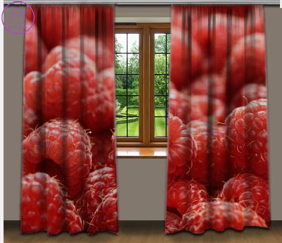 Zatemňovací závěsy tištěné black out 2x140x250cm - Maliny