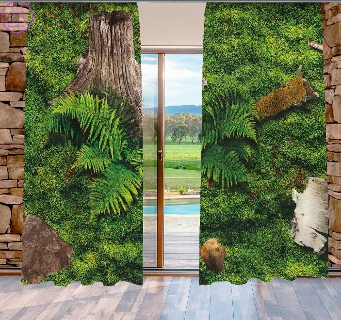 Závěsy dekorační tištěné 2x140x250cm - Mech