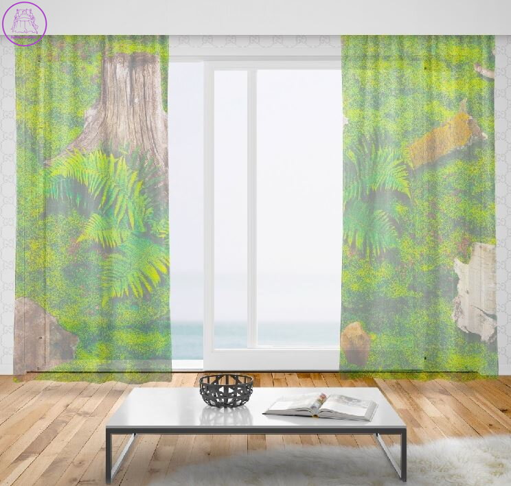 Záclony s 3D potiskem 2x150x250cm - Mech