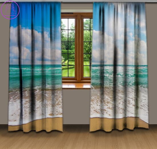 Závěsy dekorační tištěné 2x140x250cm - Moře