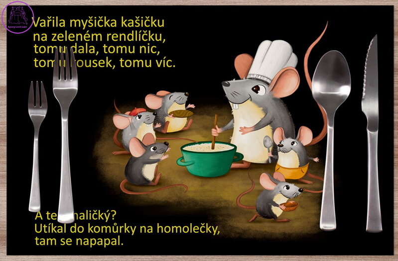  Prostírání na stůl dětské - Vařila myšička