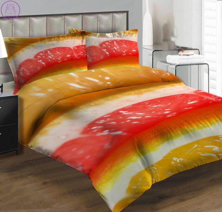 Povlečení z moderního materiálu Interlock fototisk 3D efekt - Plátky ovoce