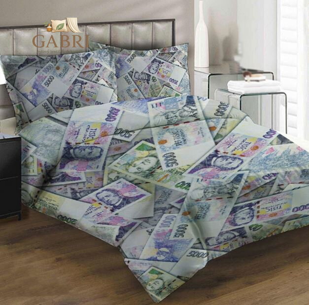 Povlečení z moderního materiálu Interlock fototisk 3D efekt - Peníze