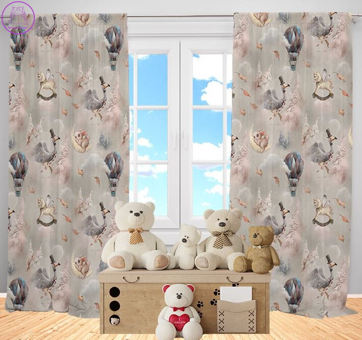  Závěsy dekorační dětské 2x140x250cm - Rabbit on the moon