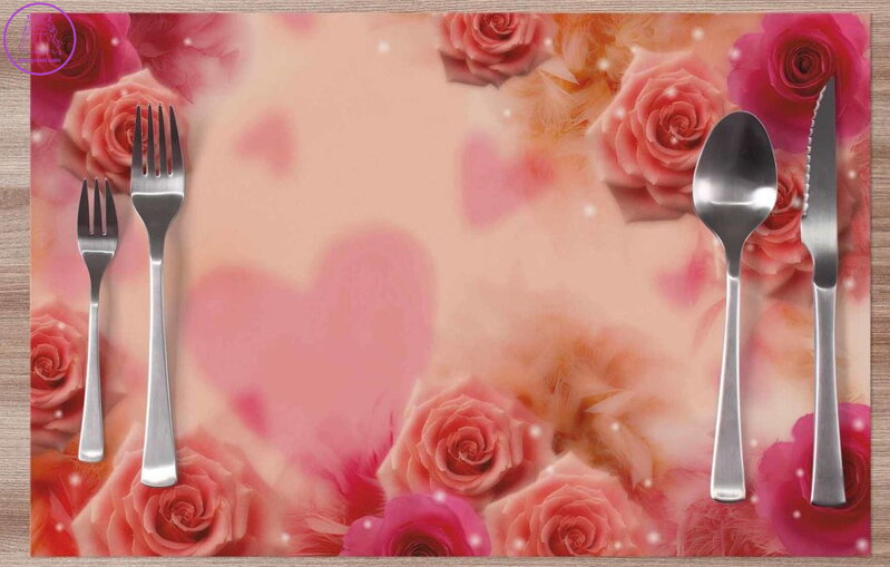  Prostírání na stůl - Srdce a růže 