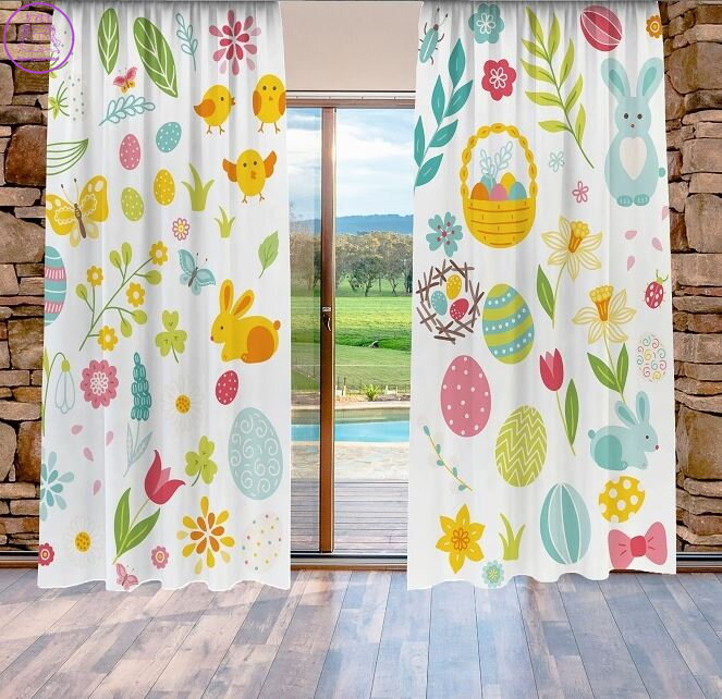 Závěsy dekorační tištěné 2x140x250cm - Velikonoce