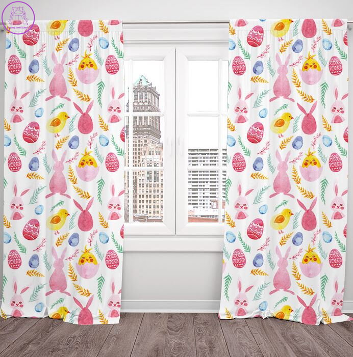 Závěsy dekorační velikonoční tištěné 2x140x250cm - Velikonoce watercolor