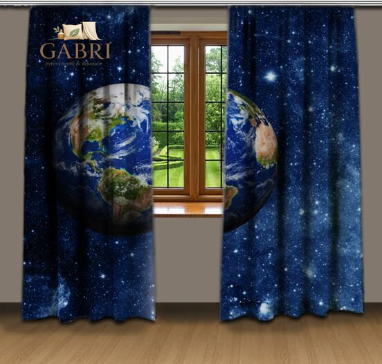 Zatemňovací závěsy tištěné black out 2x140x250cm - Země