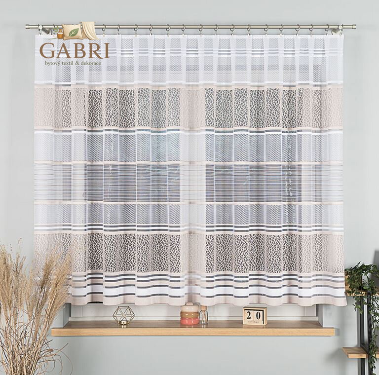 Metrážové záclony žakárové bílé/staré zlato s motivem Gabri-017834/027-2026