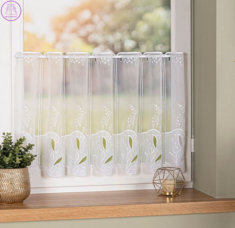 Metrážové záclony vitrážové bílé vyšívané na voálu Gabri-034665-2026