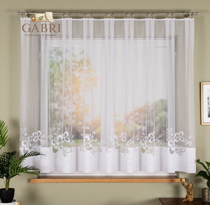 Metrážové záclony žakárové se vzorem bílé Gabri-107199-2026