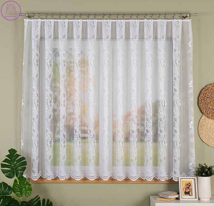 Metrážové záclony žakárové bílé se vzorem Gabri-107250 Výprodej