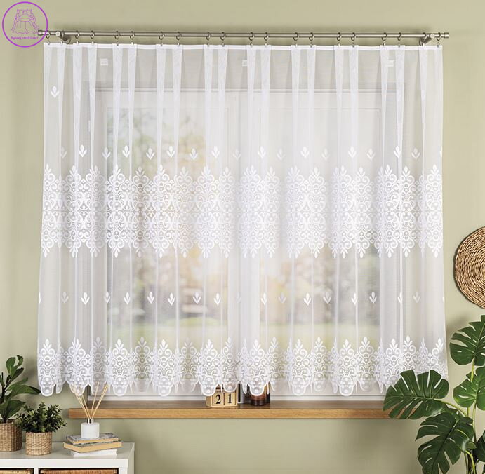 Metrážové záclony žakárové bílé se vzorem Gabri-107628