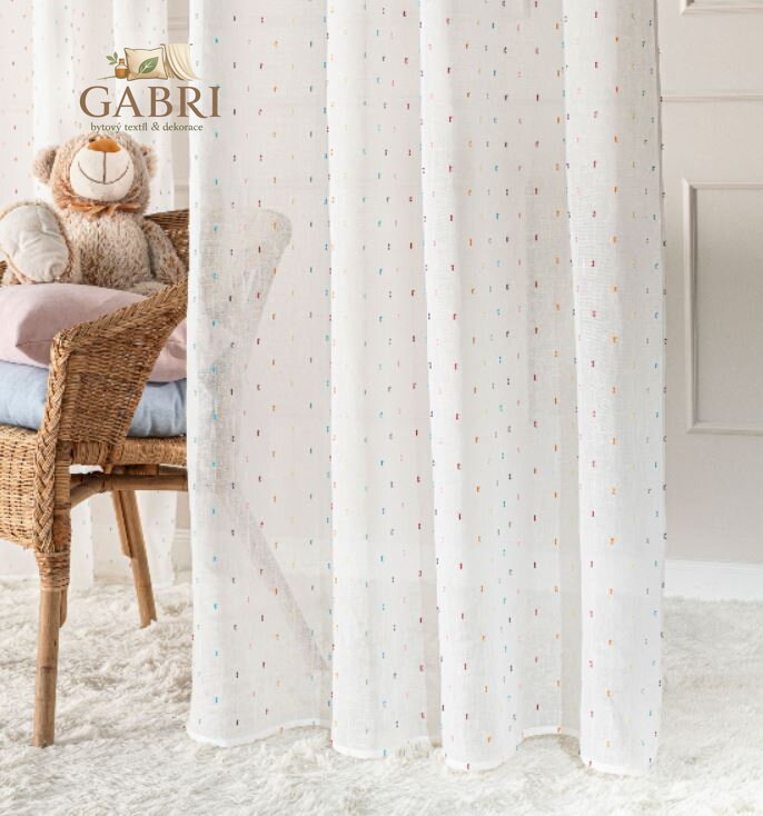 Záclona kusová s barevným motivem 140x250cm na kroužky Gabri-627041 Křídy 2026