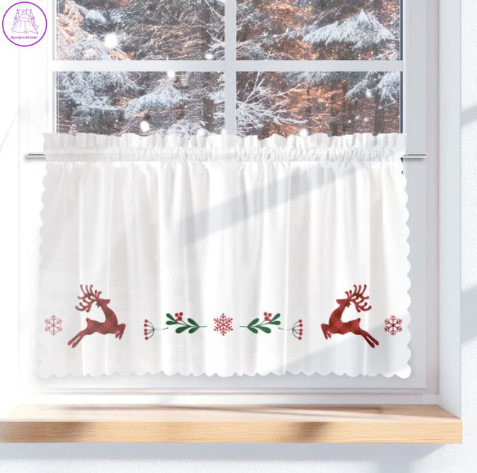 Microfibra vitrážková záclona s potiskem vánoční 100x40cm Gabri- PBN350 Jelen