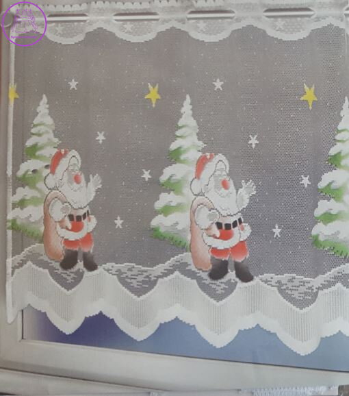 Záclona kusová vánoční vitrážka 45x125cm - Santa Claus SKLADEM