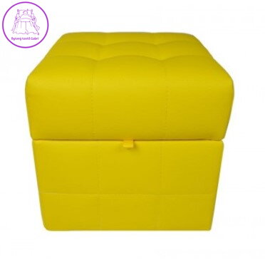 Taburet s úložným prostorem kostka EKO kůže žlutá - více barev na výběr