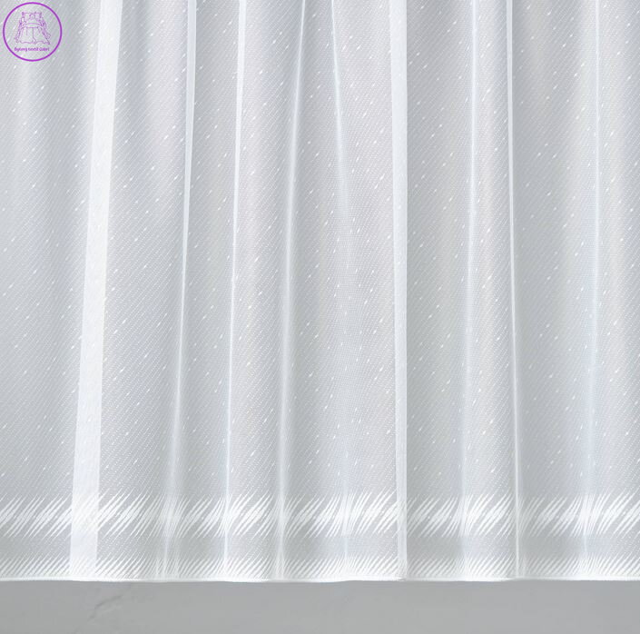 Žakárové záclony bílé v metráži s olůvkem a vzorem - B3786 ( více rozměrů )