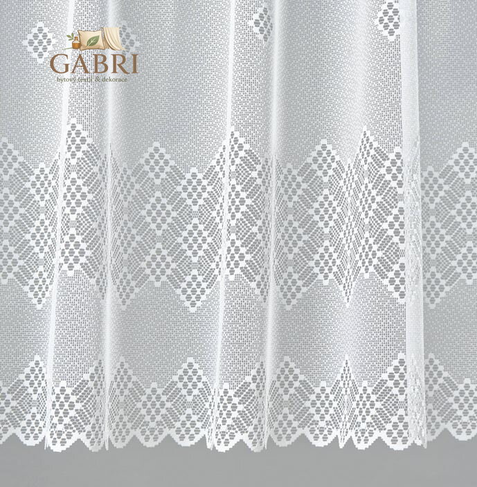 Žakárové záclony bílé v metráži se vzorem - A3901 ( více rozměrů )