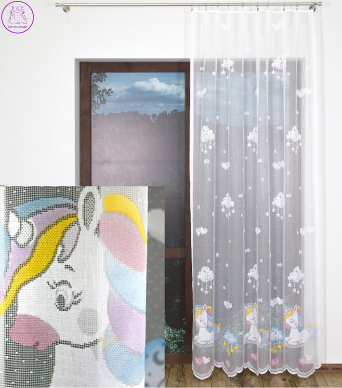 Dětská záclona kusová s malovaným motivem 150x250cm W-Jednorožec