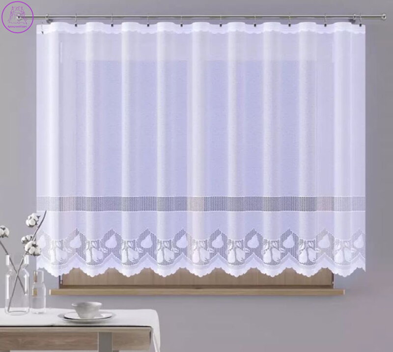 Záclona bílá do kuchyně kusová 150x145cm W-Hrušky