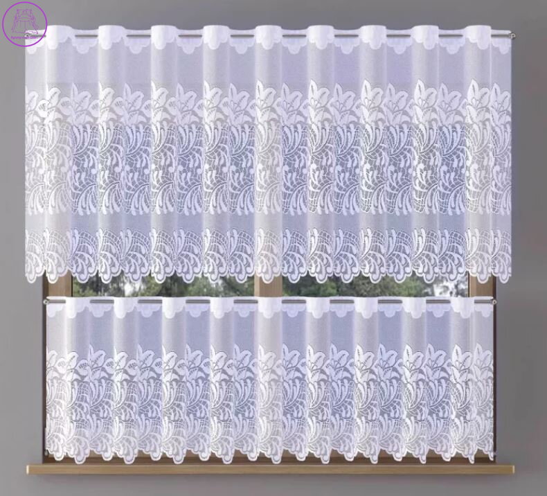 Metrážové vitrážkové záclony bílé s motivem W-Mansa