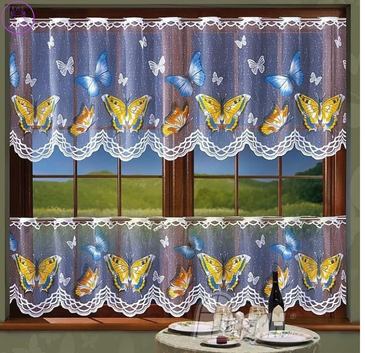 Metrážové vitrážkové záclony s malovaným motivem W-Motýlci