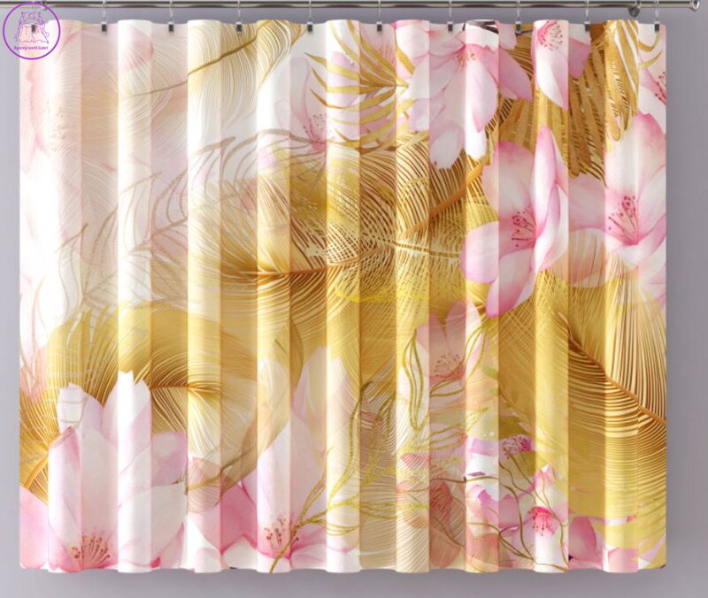 Voálová záclona kusová s tištěným motivem 270x150cm W-Peří a růžové květy