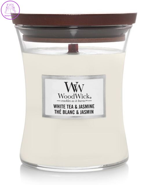 Svíčka WoodWick střední - White Tea & Jasmine ( 31997 )