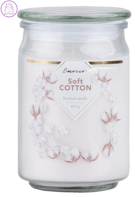 Emocio vonná svíčka ve skle Soft Cotton se skleněným víčkem 93x142mm ( 36739 )