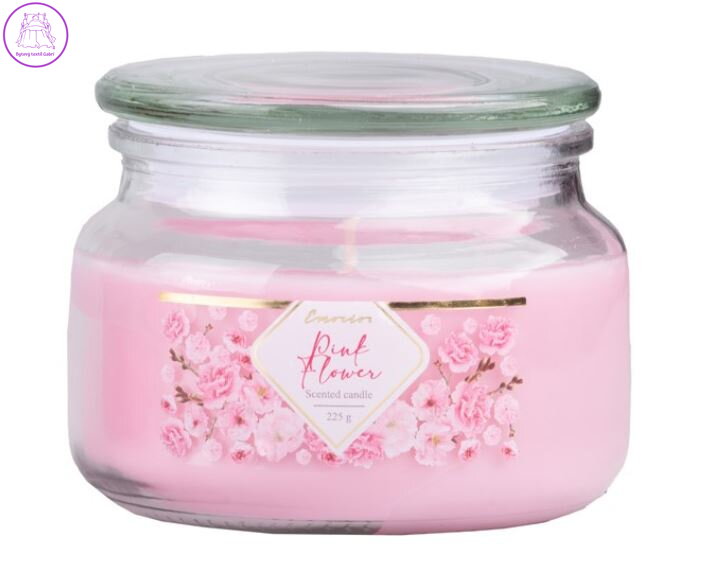 Emocio Sklo se skleněným víčkem Pink Flower vonná svíčka 100x79 mm ( 41654 )