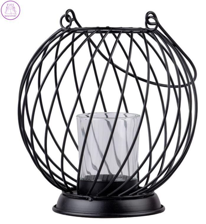 Lampa kov drátěná 150x150x165mm na svíčku černá ( 42012 )