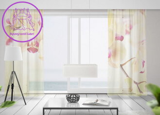 Záclony s 3D potiskem 2x150x250cm - Žlutá  orchidea