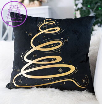  Vánoční povlak Velvet 40x40cm - Gabri - TBN003/POP/111 černý zlaté zdobení 2023