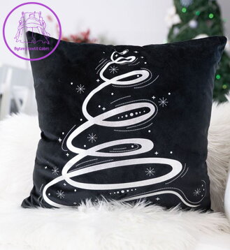 Vánoční povlak Velvet 40x40cm - Gabri - TBN003/POP/211 černý stříbrné zdobení 2023