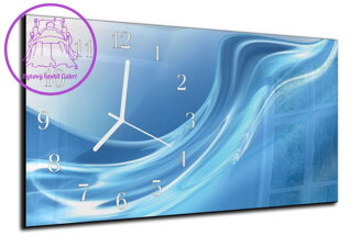 Nástěnné hodiny 30x60cm - Modrá plastická vlna