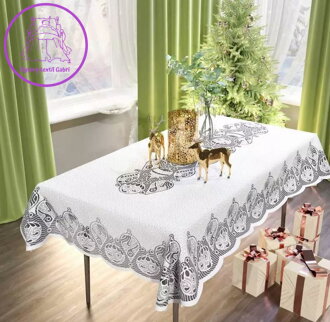 Ubrus vánoční žakárový bílý 140x220cm W-AWB83400-2023