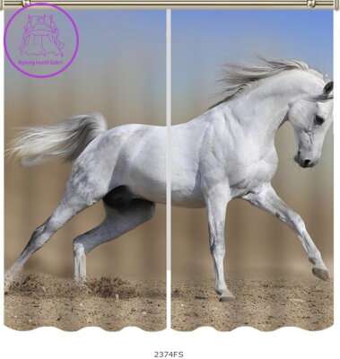 Black out závěsy 3D nebo voálové záclony 3D motiv 2374 Bílý kůň