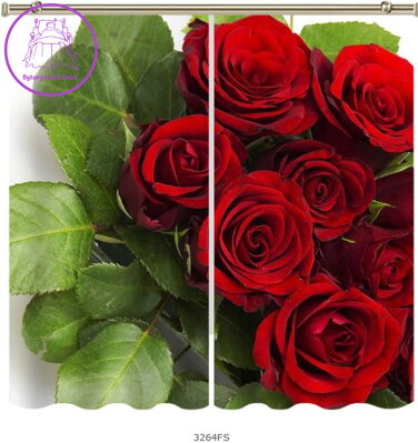 Black out závěsy 3D nebo voálové záclony 3D motiv 3264 Rudé růže