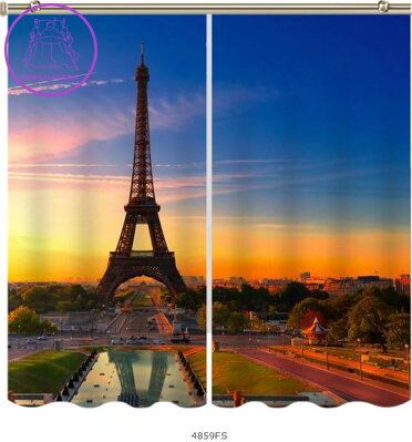 Black out závěsy 3D nebo voálové záclony 3D motiv 4859 Eiffelova věž