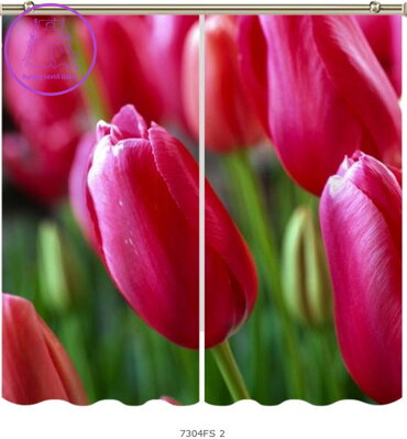 Black out závěsy 3D nebo voálové záclony 3D motiv 7304 Poupata tulipánů