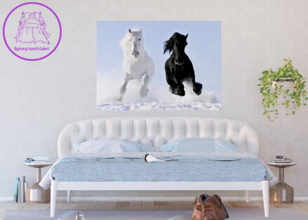  Vliesová fototapeta 160x110cm - FTNM 2691 Běžící koně ve sněhu